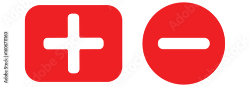 Plus minus circular element icon vector illustration. Add and remove round button icons