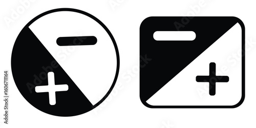 Plus minus circular element icon vector illustration. Add and remove round button icons