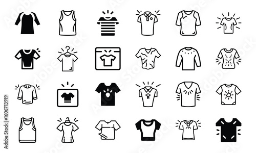  A Comprehensive Collection of T-Shirt and Apparel Icons: Diverse Styles, Designs, and Clothing Types for Fashion, E-commerce, and Design Projects