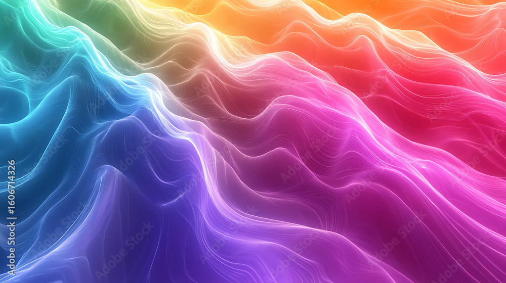 custom made wallpaper toronto digitalRainbow gradient waves pulsing in continuous flow with vibrant colors blending smoothly, creating dynamic and energetic abstract background