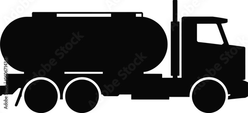 Silhouette of a Tanker Truck for Liquid Transport a Heavy Vehicle Used for Transporting Liquids Like Gasoline Oil or Water Isolated on White Background