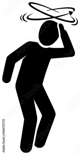 Black silhouette vector icon logo illustration of a person feeling fatigued from anemia and receiving a diagnosis with a blood test and treatment plan including iron-rich foods and supplements for rec