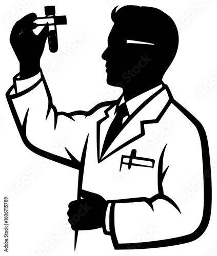 Black silhouette vector icon logo illustration of a person feeling fatigued from anemia and receiving a diagnosis with a blood test and treatment plan including iron-rich foods and supplements for rec