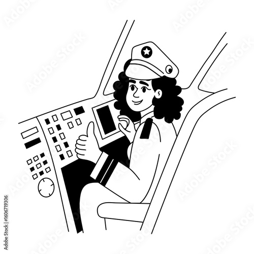 A glyph style illustration depicting pilot

