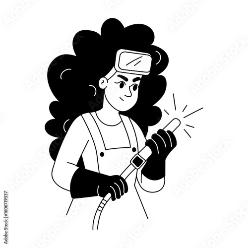 A glyph style illustration depicting welding


