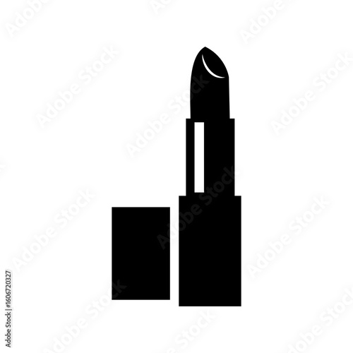 Minimalist black lipstick makeup graphic for beauty design, cosmetic brand assets, and stylish fashion related products.