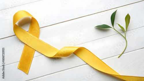 Red awareness ribbon, a symbol of hope and support for AIDS and HIV, isolated on a blue background