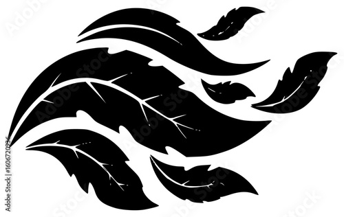 Black silhouette vector icon logo illustration of a towering teak tree in a dense forest with glistening bark roots stretching deep into the soil and freshly cut golden-brown wood planks for drying