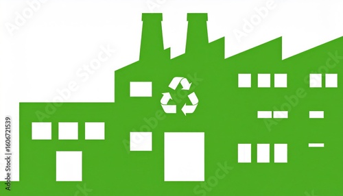 Simple abstract illustration of green factory symbolizing green washing concept