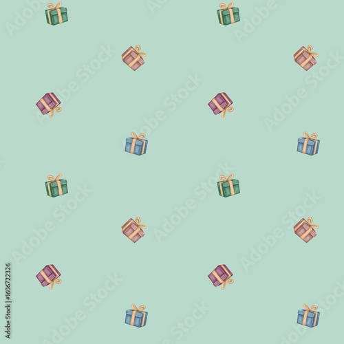 Delightful watercolor presents wrapped in festive holiday patterns for joyous celebrations