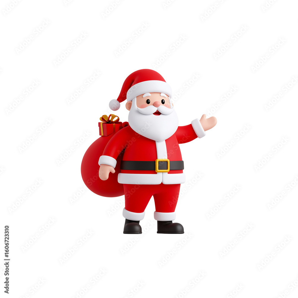 Jolly Santa Claus with a red hat and white beard delivers festive gifts in the snow, a merry symbol of winter holidays and celebration Jolly Santa Claus with a red hat and white beard delivers festive gifts in the snow, a merry symbol of winter holidays and celebration