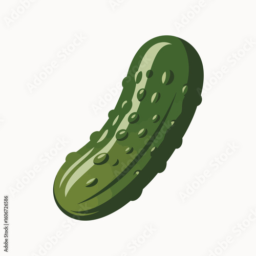 Green pickle with bumpy texture and white background