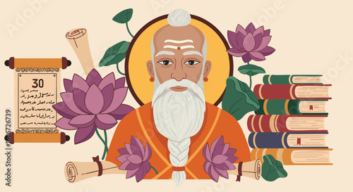 Indian Sage Knowledge Meditation Scrolls Books