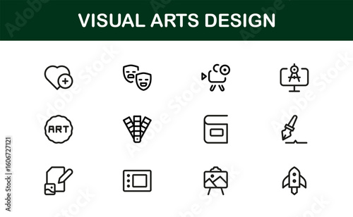 Visual Arts Professional Modern Line Icon Set Unique Minimal Creative Vector Collection