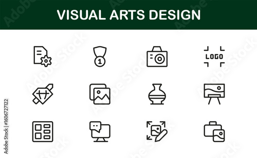 Visual Arts Professional Modern Line Icon Set Unique Minimal Creative Vector Collection
