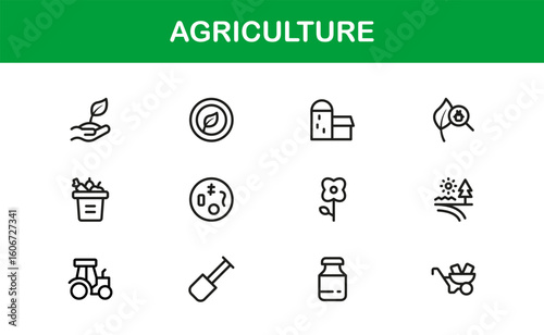 "Professional Agriculture Line Icon Collection Featuring Modern Minimal Vector Icons for Farming and Harvest
"