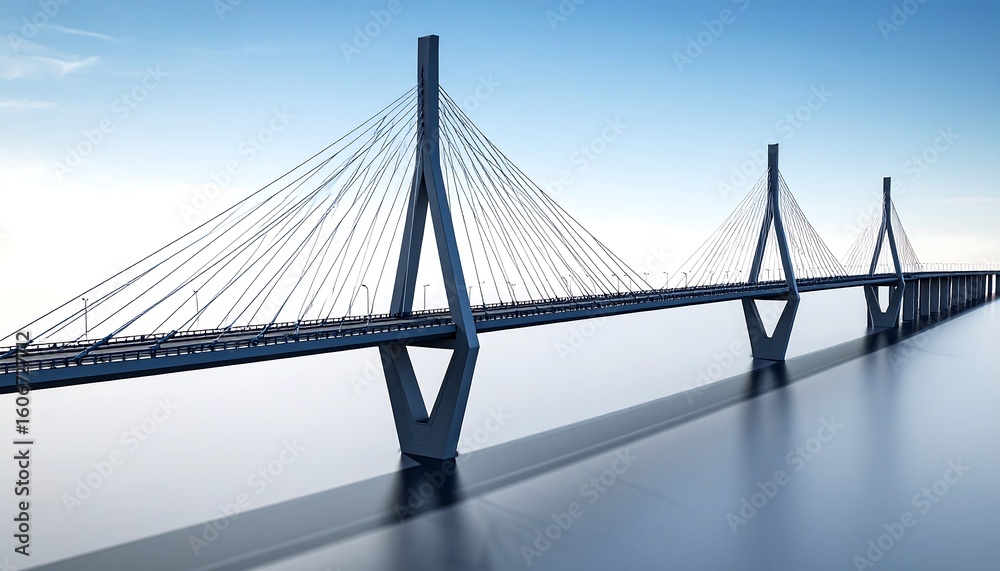 Obraz premium Modern cable-stayed bridge over calm water