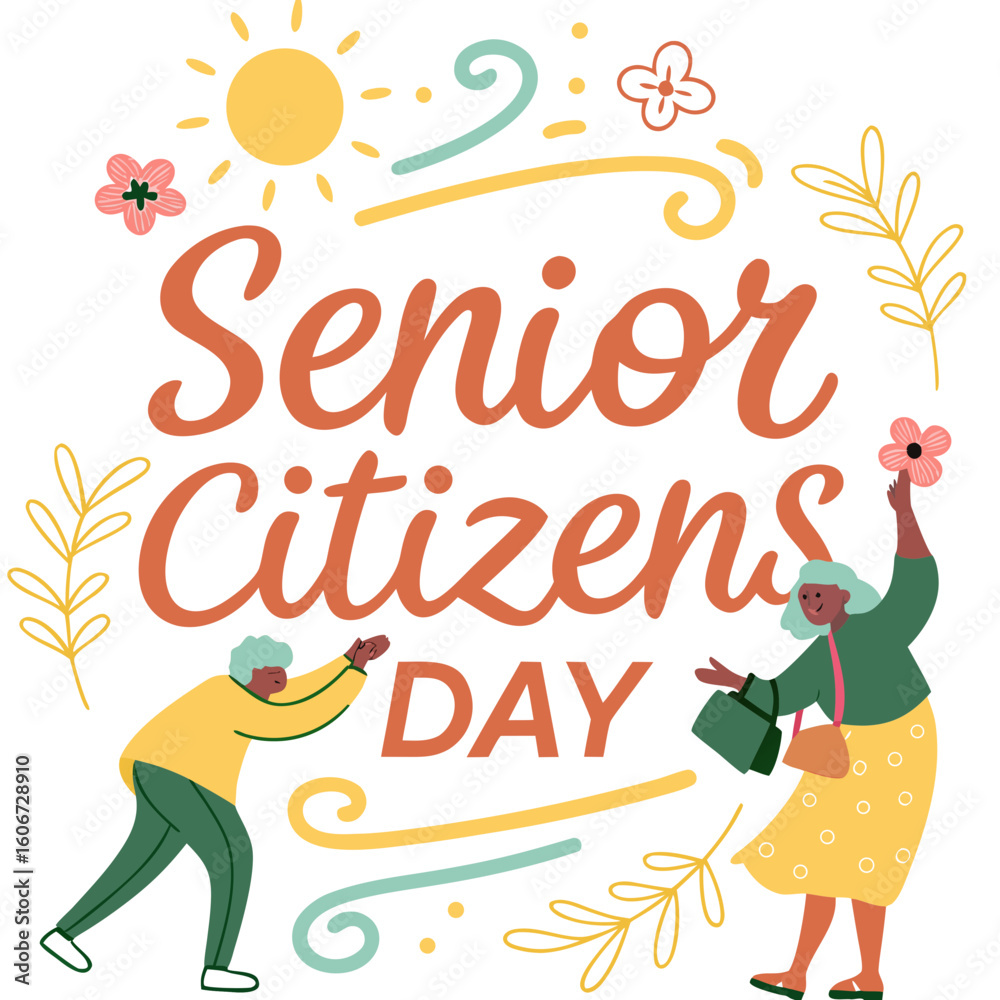Fototapeta premium NATIONAL SENIOR CITIZENS DAY vector illustration