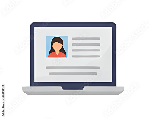 Laptop screen displaying a profile picture and text, representing online information.