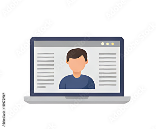Laptop displaying a faceless person icon on a website or application interface.