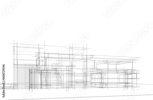 architectural sketch of a house