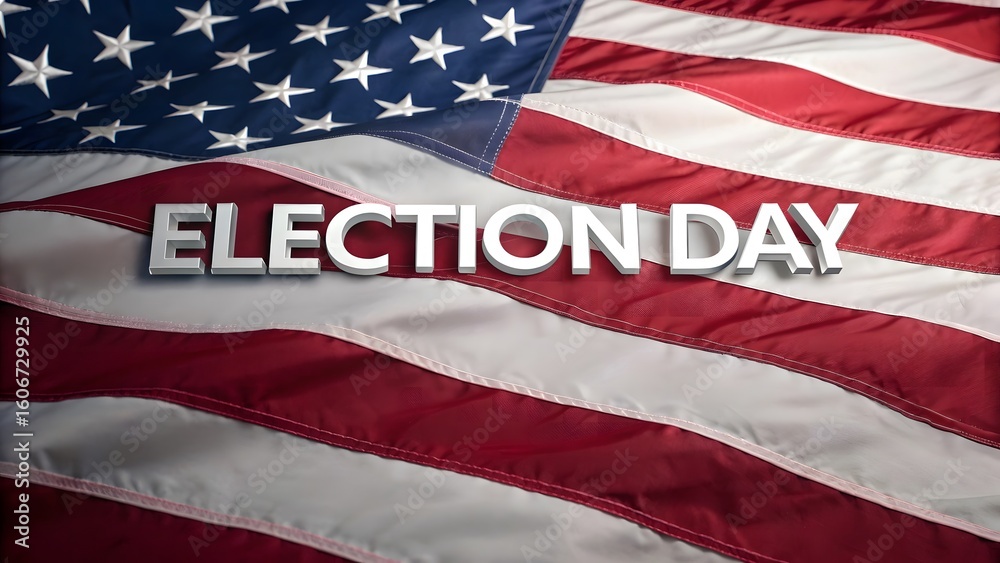 Obraz premium Patriotic Reminder Election Day Celebration Against American Flag Backdrop A Call to Civic Engagement and Democratic Participation