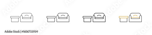 Sofa icon set outline style with various sizes