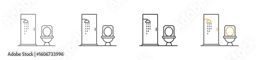 Bathroom icon set outline style with various sizes