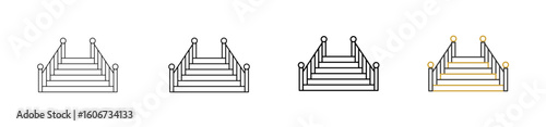 Staircase icon set outline style with various sizes