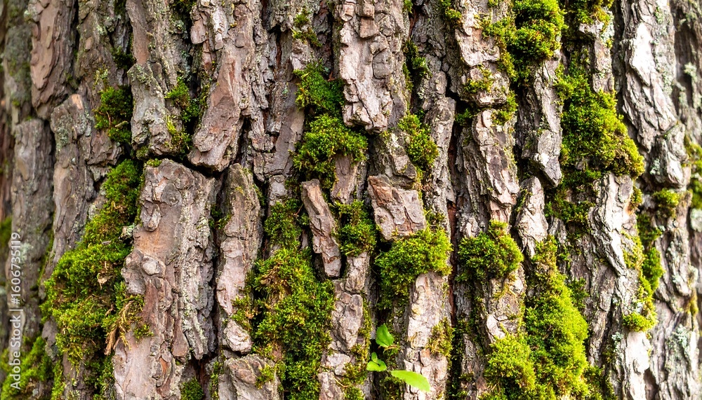 Obraz premium Close-up tree bark covered in moss