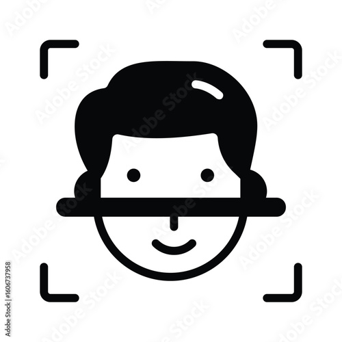 Visually engaging glyph icon of biometric face scan