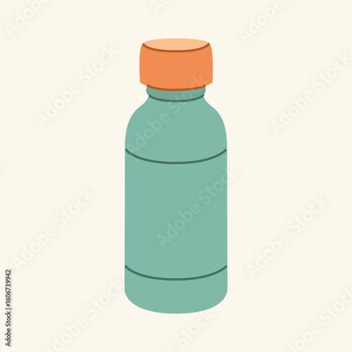 Thermos mug, reusable cup, cup for hot drinks. Travel camping equipment. Vector illustration in flat style