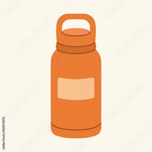 Thermos mug, reusable cup, cup for hot drinks. Travel camping equipment. Vector illustration in flat style