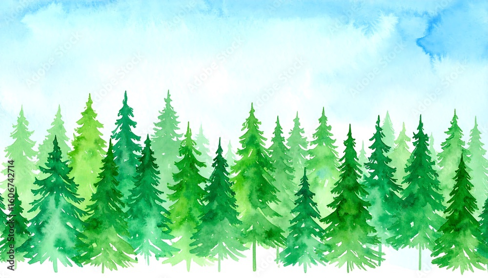 Obraz premium Watercolor forest landscape