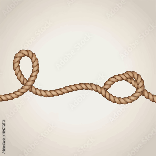 Natural fiber rope with decorative knots on a light background