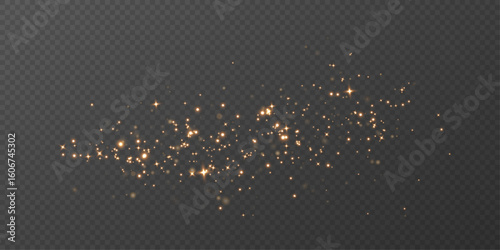 Magic golden dust PNG on transparent background. Glowing sparkles perfect for Christmas, winter holidays, New Year cards, and festive overlays.