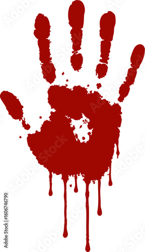 Dripping Bloody Handprint Symbolizing Horror, Crime, or Violence Scene
