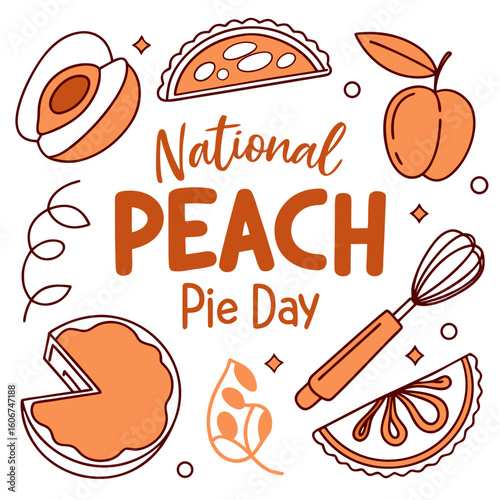 NATIONAL PEACH PIE DAY vector illustration