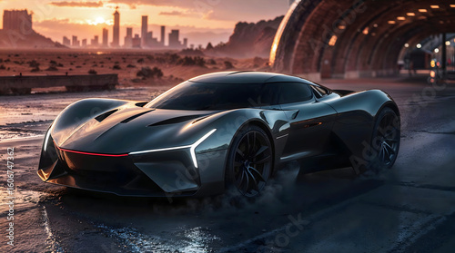 Luxury silver Sports Car, Modern Supercar Design, Automotive transportation, High Speed Performance Vehicle
