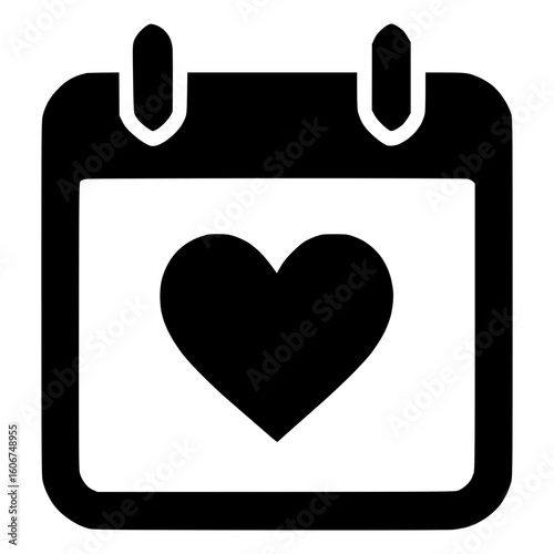 Romantic calendar icon with heart symbol for love dates or events