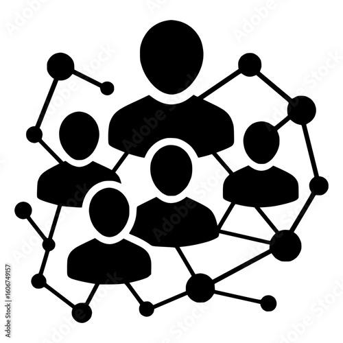 Teamwork network icon for online community or workplace collaboration
