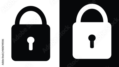 Padlock security symbols in black and white concept