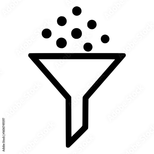 funnel icon with multiple dots entering from the top