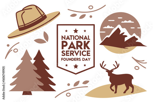 NATIONAL PARK SERVICE FOUNDERS DAY vector illustration