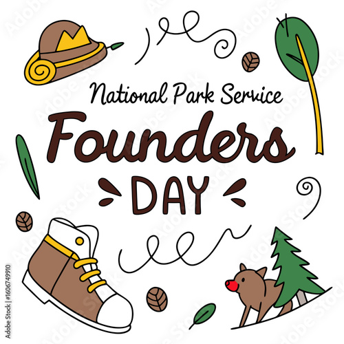 NATIONAL PARK SERVICE FOUNDERS DAY vector illustration