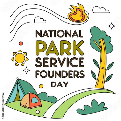 NATIONAL PARK SERVICE FOUNDERS DAY vector illustration