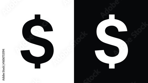 Black and White Dollar Signs Symbolizing Economic Contrast