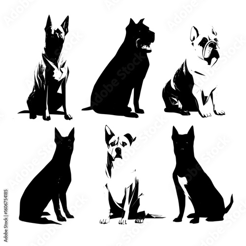 This clipart set, presented in a flat style, includes an isolated collection of designer dogs, crossbreed, and hybrid mix pooches on a white background
