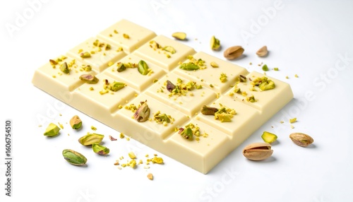 White chocolate bar with pistachios