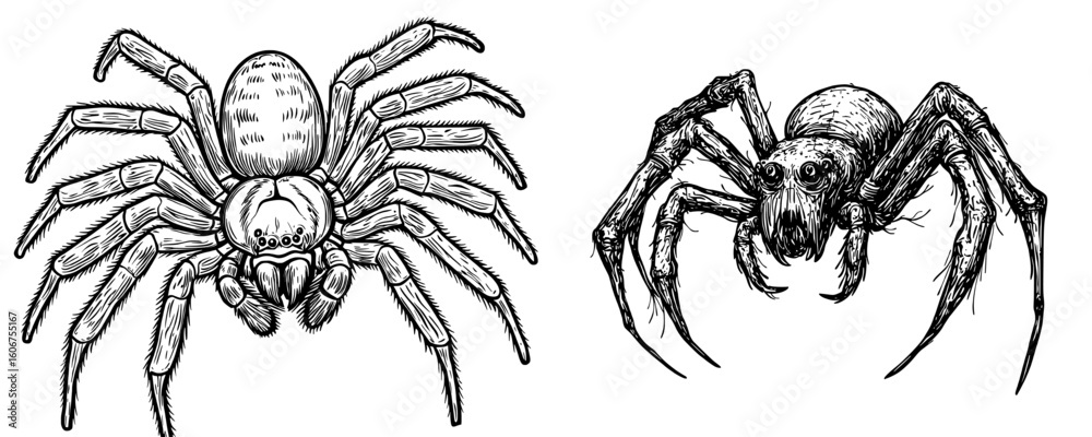 Fototapeta premium Modern conversion of a hand drawn illustration depicting a spider
